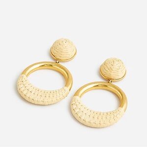 J. Crew Faux Raffia-Wrapped Hoop Earrings NWT